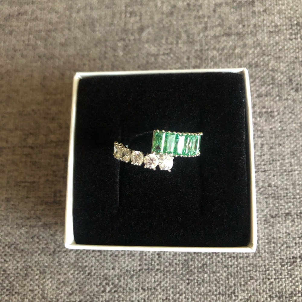 Swarovski Matrix Ring.Green and Clear Zirconia.
